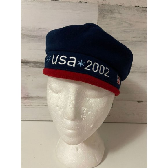 Roots Vintage 2002 US Olympic Team Official Outfitter Blue Red Beret Cap Hat - Picture 1 of 4
